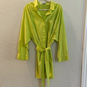 Express Lime Green Portofino Shirt Dress